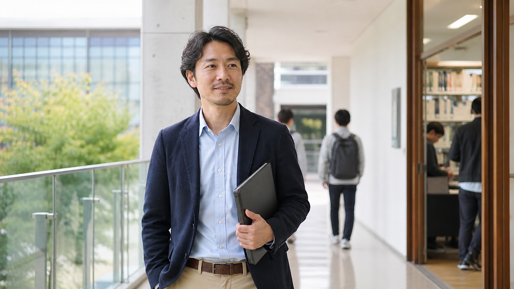 A foreign researcher reviewing academic career options and university job information in Japan