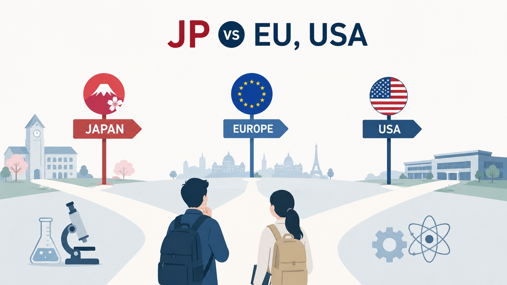 Science and engineering students comparing universities in Japan, Europe, and the United States
