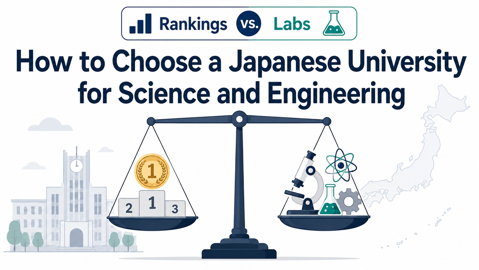 An international science student comparing Japanese university rankings with laboratory research strength