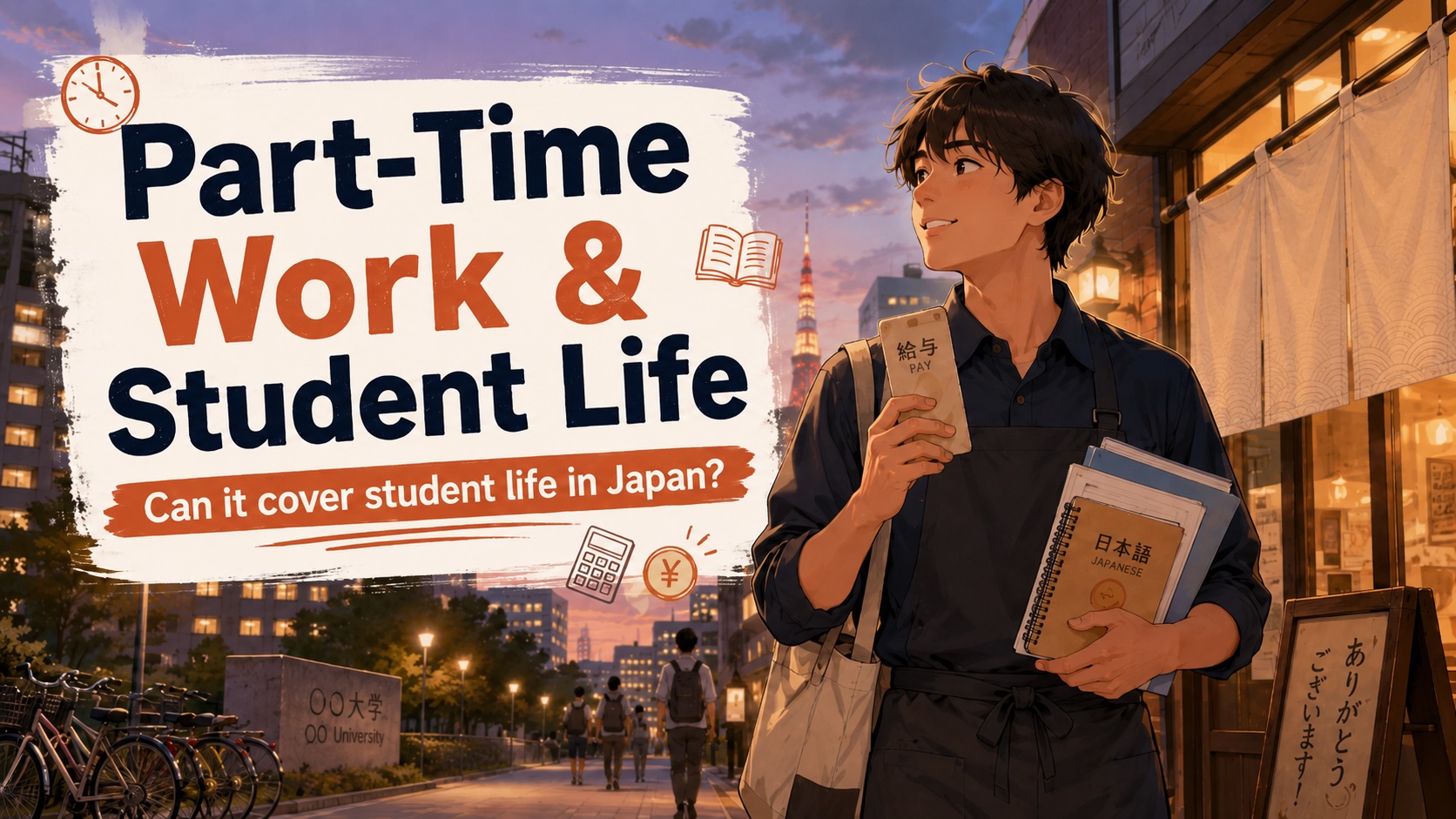 An international student comparing part-time work income and monthly student expenses in Japan