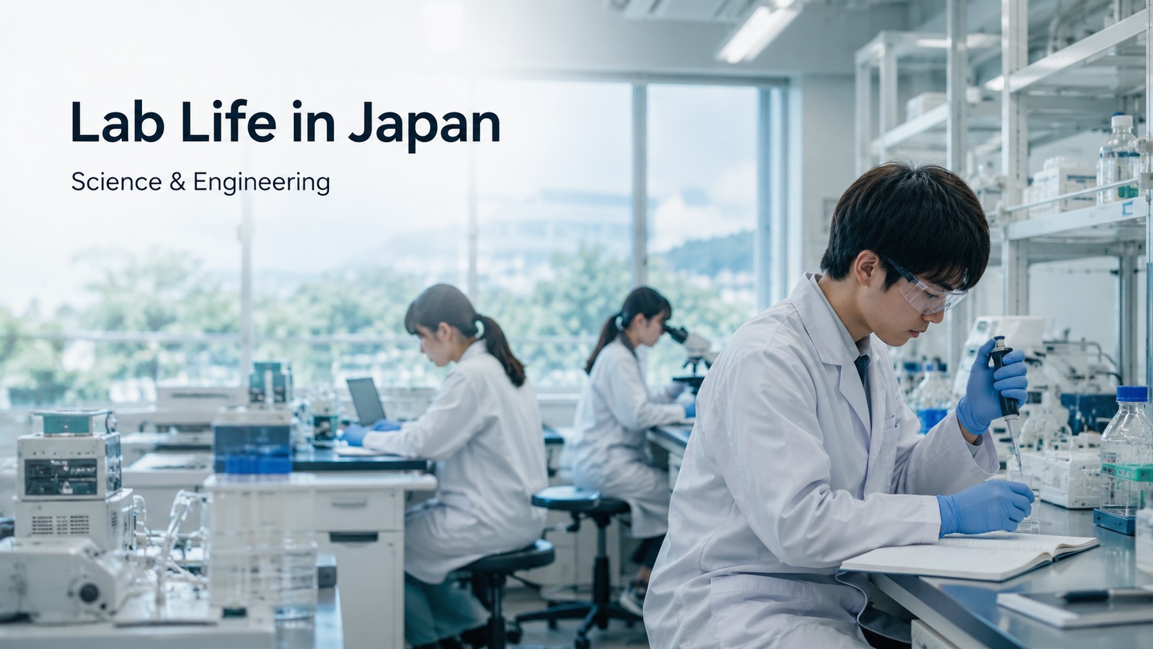 Science and engineering students working in a Japanese university laboratory