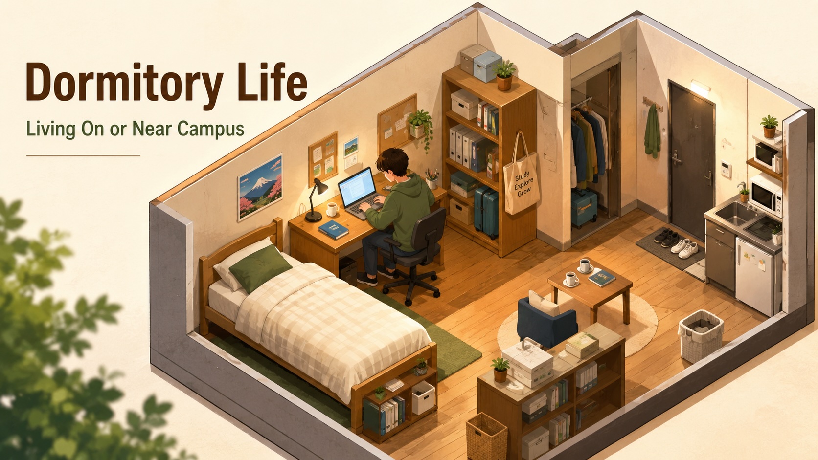 A student dormitory near a Japanese university campus